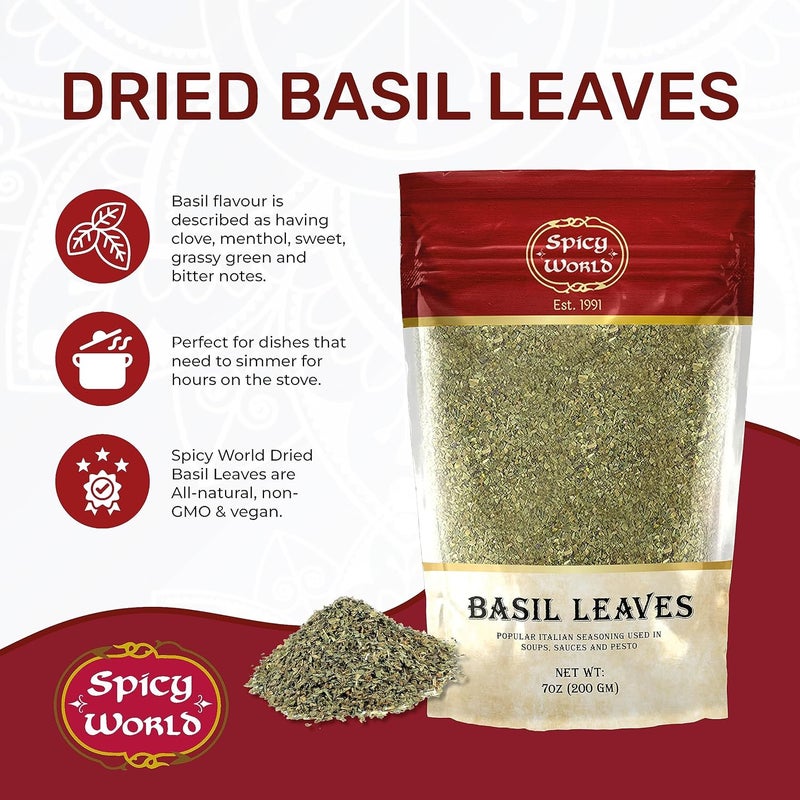 Spicy World Dried Basil Leaves 7oz - Image 2